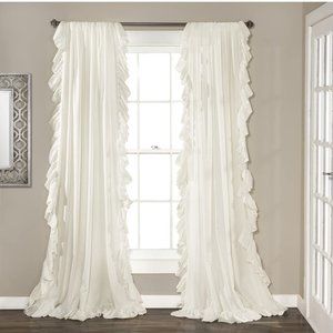 Lush Decor Reyna Ruffle Window Curtain Panel Set White 54 x 120